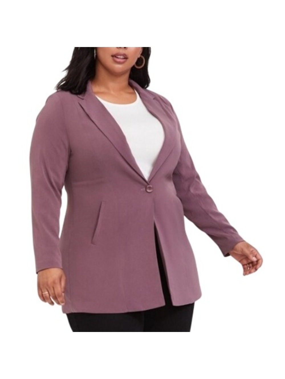 Torrid Women's Mauve Purple Flint Drape front Blazer Single Button Plus Size 1X